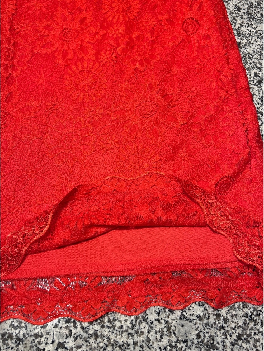 Onzino Womens Small Red Floral Lace Sleeveless Bodycon Party Dress Sheath S - Picture 7 of 15